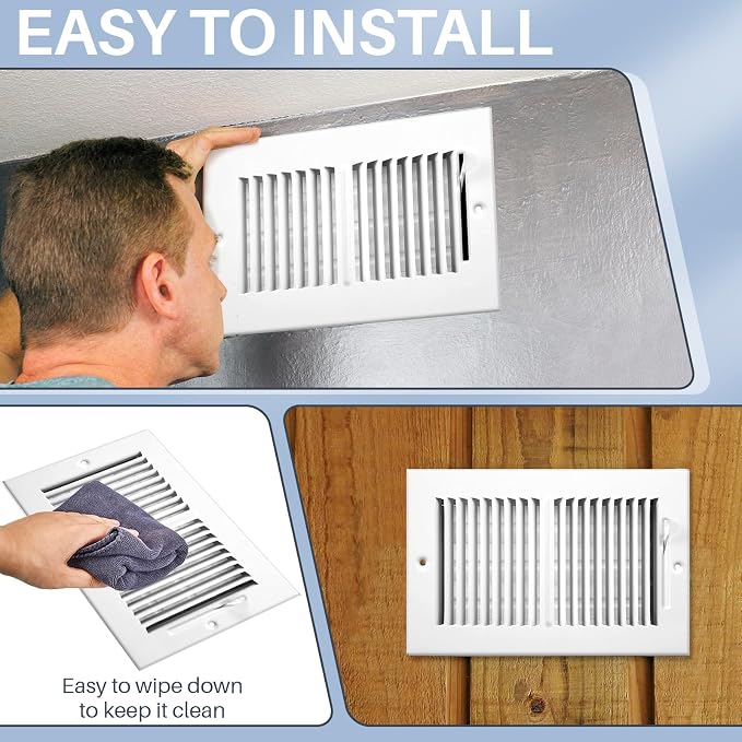 6 Pcs 10 x 6 Inch (Interior Size) Air Vent Cover Ceiling Register Grill Duct Opening Air Supply Diffuser 2 Way, alternate