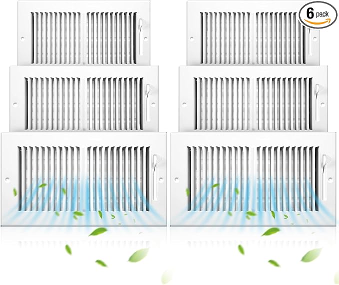 6 Pcs 12 x 6 Inch (Interior Size) Air Vent Cover Ceiling Register Grill Duct Opening Air Supply Diffuser 2 Way