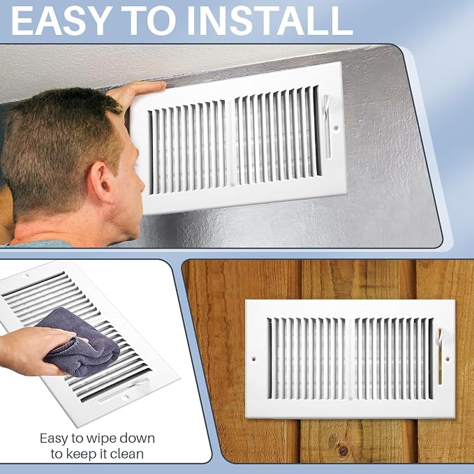 6 Pcs 12 x 6 Inch (Interior Size) Air Vent Cover Ceiling Register Grill Duct Opening Air Supply Diffuser 2 Way, alternate