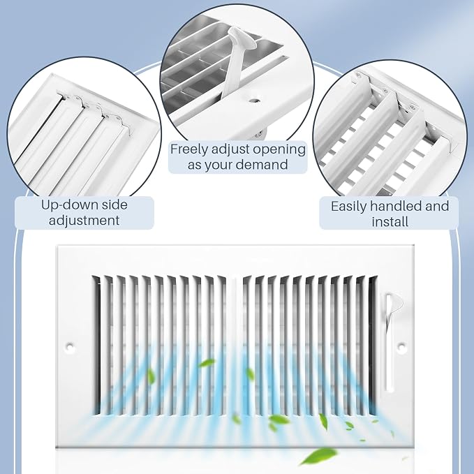 6 Pcs 12 x 6 Inch (Interior Size) Air Vent Cover Ceiling Register Grill Duct Opening Air Supply Diffuser 2 Way, alternate