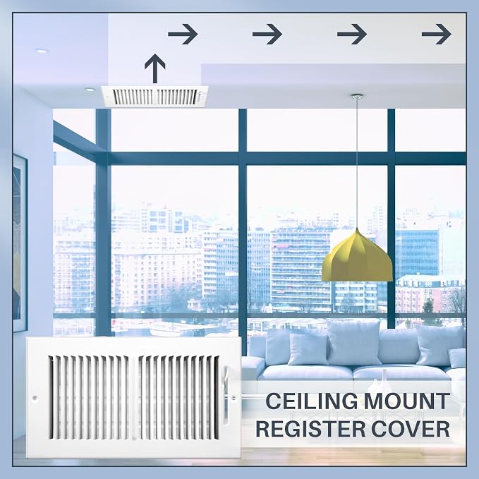 6 Pcs 12 x 6 Inch (Interior Size) Air Vent Cover Ceiling Register Grill Duct Opening Air Supply Diffuser 2 Way, alternate