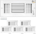 6 Pcs 12x4 Inch Air Vent Covers - 3-Way Solid Metal Wall & Ceiling Register, Return Air Vent (White, Interior Size 12 x 4)