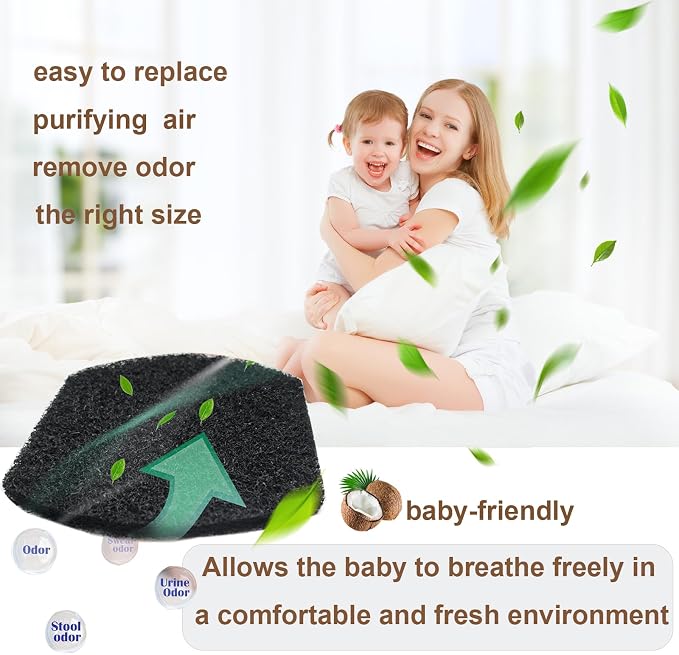 6 PCS Baby Diaper Pail Deodorizer for Diaper Pail,Activated Charcoal Odor Absorber Filters Compatible with Steel