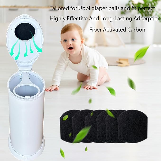 6 PCS Baby Diaper Pail Deodorizer for Diaper Pail,Activated Charcoal Odor Absorber Filters Compatible with Steel