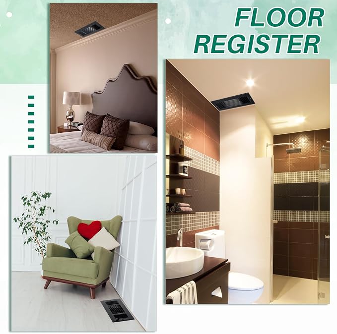 6 Pcs Black 12 x 4 Inch Interior Size Air Ceiling Vent Covers 3 Way Sidewall Wall Ceiling Register Air Conditioner Vent