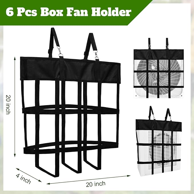 6 Pcs Box Fan Holder Horse Stall Classic Fan Bag Hanging Web Holder Nylon Box Hay Bag (Black), alternate product view 2