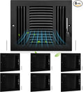6 Pcs Interior Size 10 x 8 Inch Black Air Ceiling Vent Covers 3 Way Sidewall Wall Ceiling Register Air Conditioner Vent Cover