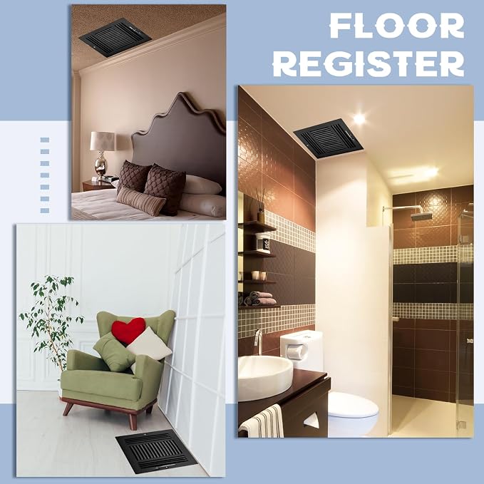 6 Pcs Interior Size 10 x 8 Inch Black Air Ceiling Vent Covers 3 Way Sidewall Wall Ceiling Register Air Conditioner Vent Cover