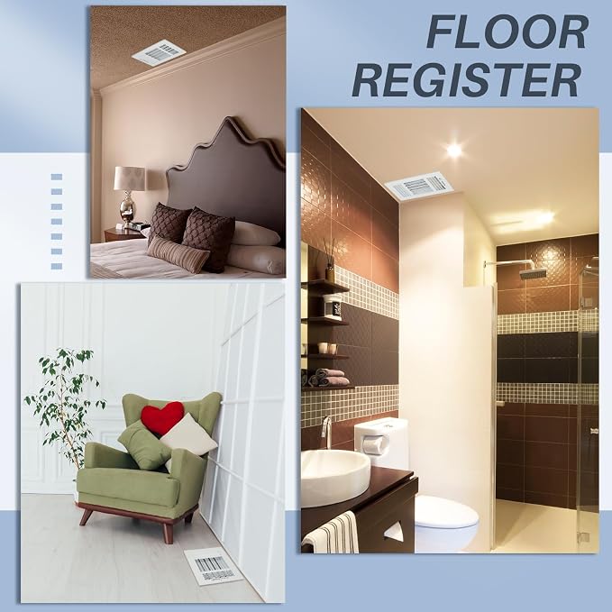 6 Pcs White 6 x 10 Inch Interior Size Air Ceiling Vent Covers 3 Way Sidewall Wall Ceiling Register Air Conditioner Vent Cover