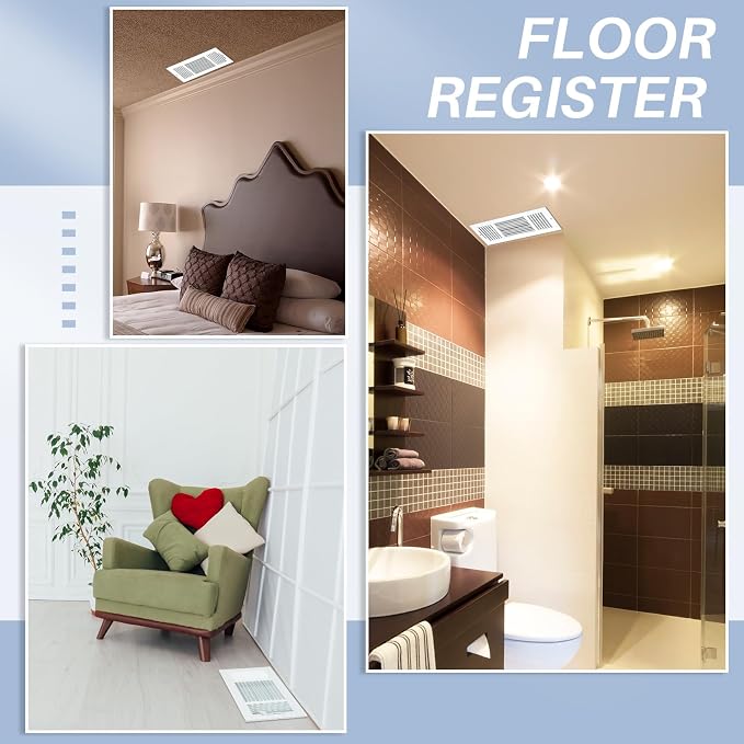 6 Pcs White Interior Size 14 x 6 Inch Air Ceiling Vent Covers 3 Way Sidewall Wall Ceiling Register Air Conditioner Vent Cover