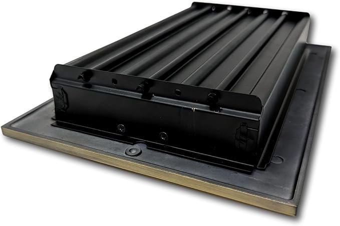 6 x 10 Cast Aluminum Linear Vent Cover with Damper - Antique Brass (Overall: 7.25 x 11.5) | Floor Register, alternate view 3