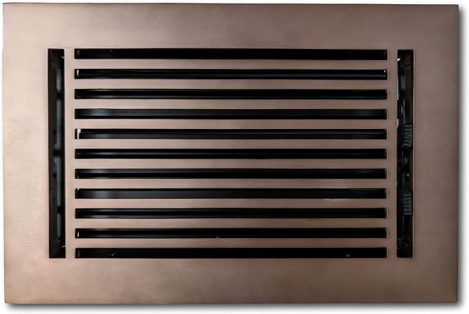 6 x 10 Cast Aluminum Linear Vent Cover with Damper - Oil Rubbed Bronze (Overall: 7.25 x 11.5) | Floor Register