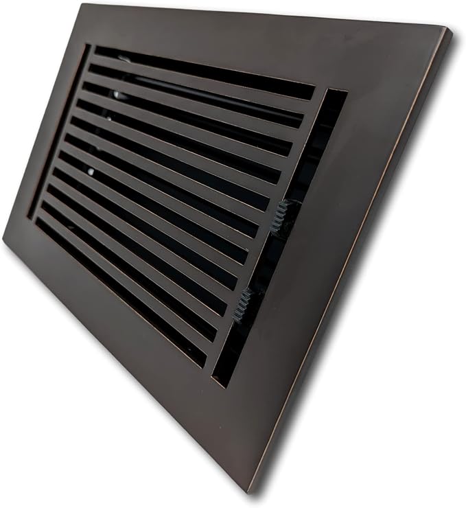 6 x 10 Cast Aluminum Linear Vent Cover with Damper - Oxidized Bronze (Overall: 7.25 x 11.5) | Floor Register - Wall Register
