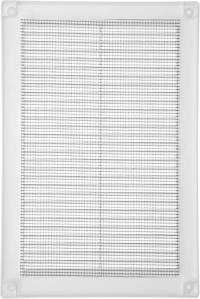 6" x 10" White Plastic Soffit Vent Cover – Durable Flat Rectangular Air Vent Grille with Built-in Mesh – Weather Resistant