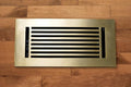 6 x 12 Cast Aluminum Linear Bar Vent Cover with Damper - Brushed Brass (Overall: 7.25 x 13.5) | Floor Register