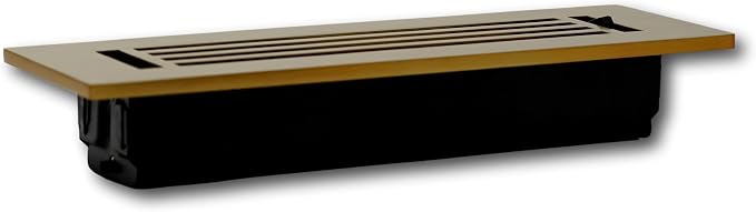 6 x 12 Cast Aluminum Linear Bar Vent Cover with Damper - Brushed Brass (Overall: 7.25 x 13.5) | Floor Register, alternate