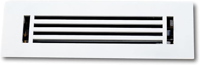 6 x 12 Cast Aluminum Linear Bar Vent Cover with Damper - White (Overall: 7.25 x 13.5) | Floor Register - Wall, alternate view