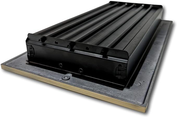 6 x 12 Cast Aluminum Linear Vent Cover with Damper - Antique Brass (Overall: 7.25 x 13.5) | Floor Register, alternate view 3