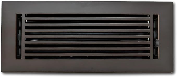 6 x 14 Cast Aluminum Linear Vent Cover with Damper - Oxidized Bronze (Overall: 7.25 x 17.25) | Floor Register
