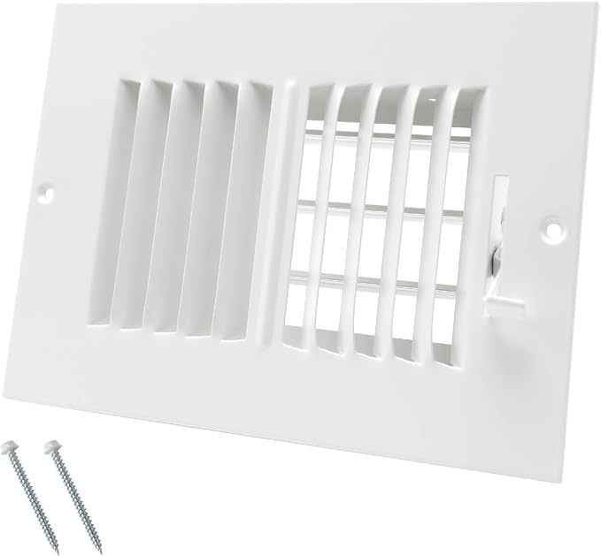6 x 4 Inch [Duct Opening] Air Vent Covers for Wall or Ceiling - High Airflow 2 Way Steel Ventilation