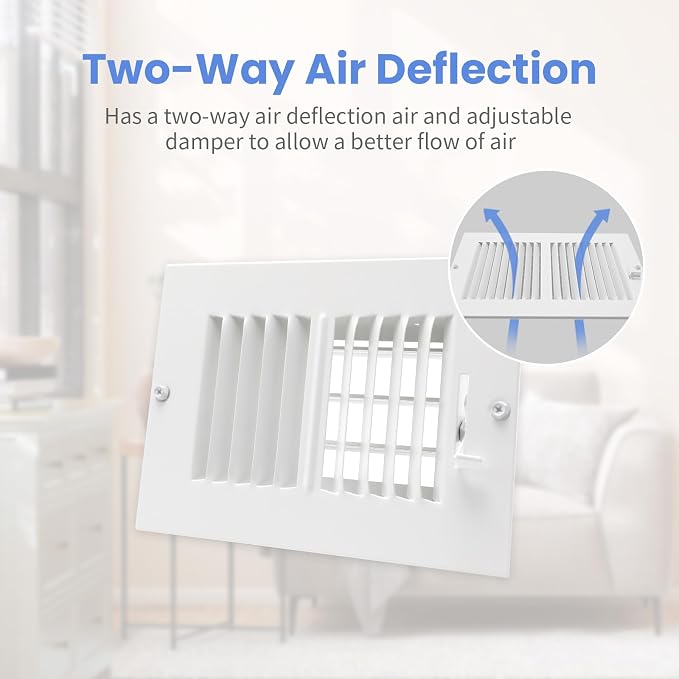 6 x 4 Inch [Duct Opening] Air Vent Covers for Wall or Ceiling - High Airflow 2 Way Steel Ventilation, alternate view 4