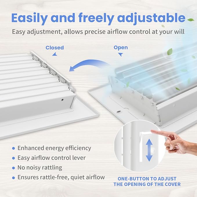 6 x 4 Inch [Duct Opening] Air Vent Covers for Wall or Ceiling - High Airflow 2 Way Steel Ventilation, alternate view 5