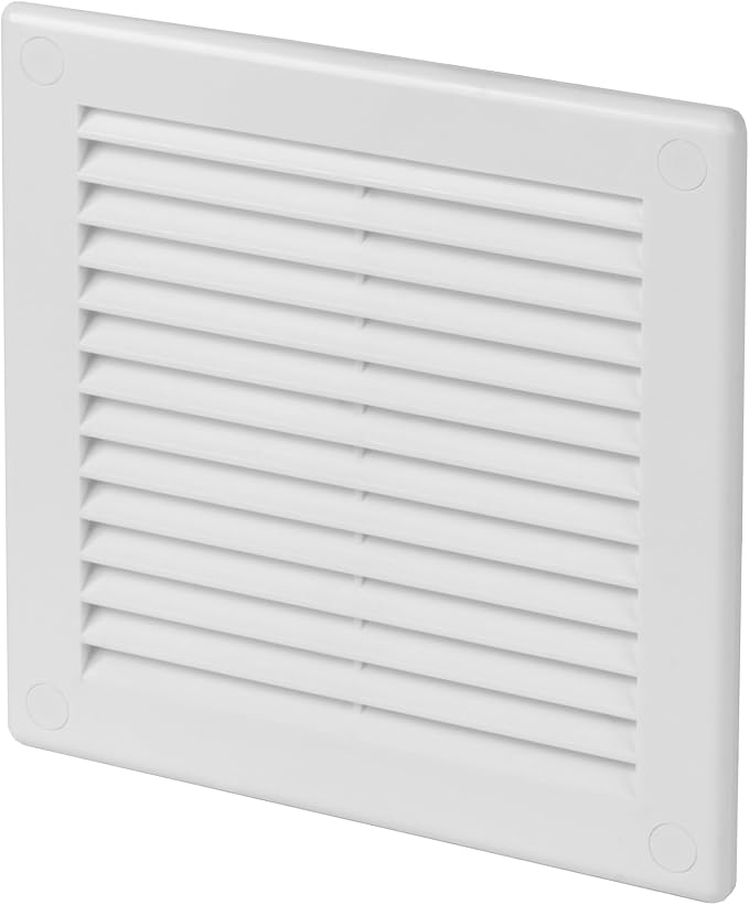 6 x 6 Inch [Frame Dimensions] White Air Vent Cover – Plastic Square Air Vent Grill Cover for Wall or Ceiling –
