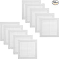 6" x 6" Inch (Opening Dimensions) - Pack of 10 - Plastic White Soffit Vent Cover - Flat Square Air Vent Grille