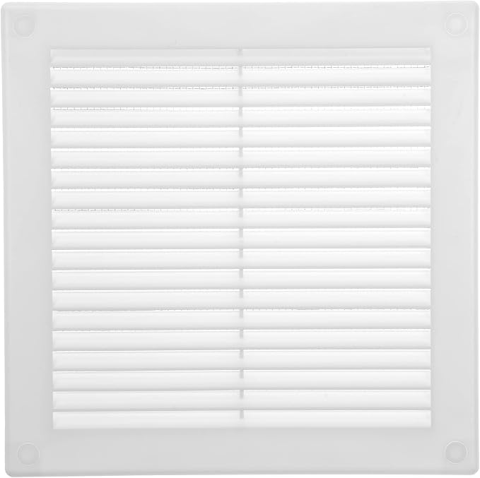 6" x 6" Inch (Opening Dimensions) White Plastic Soffit Vent Cover - Durable Flat Square Air Vent Grille with