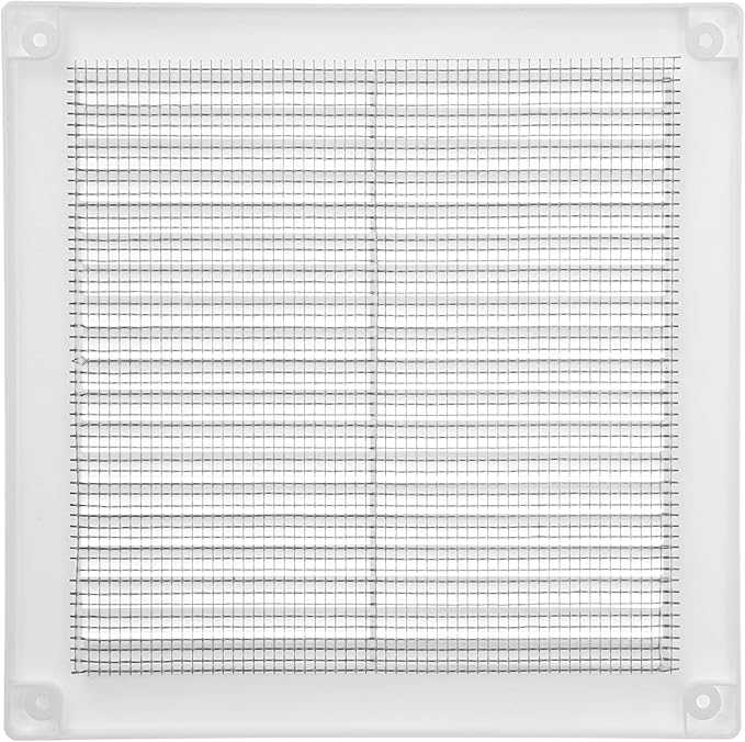 6" x 6" Inch (Opening Dimensions) White Plastic Soffit Vent Cover - Durable Flat Square Air Vent Grille with, alternate view