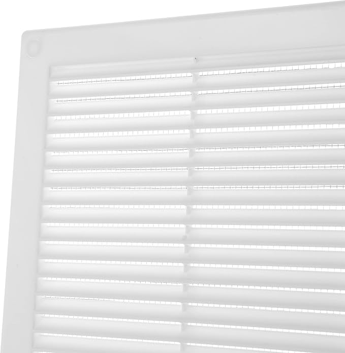 6'' x 6'' Inch Opening Measurement / White Square Vent External Grille with Protective Mesh - Lightweight Plastic Register /