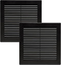 6" x 6" (Opening Dimensions) - Pack of 2 - Black Plastic Soffit Vent Cover - Durable Flat Square Air Vent Grille with Mesh