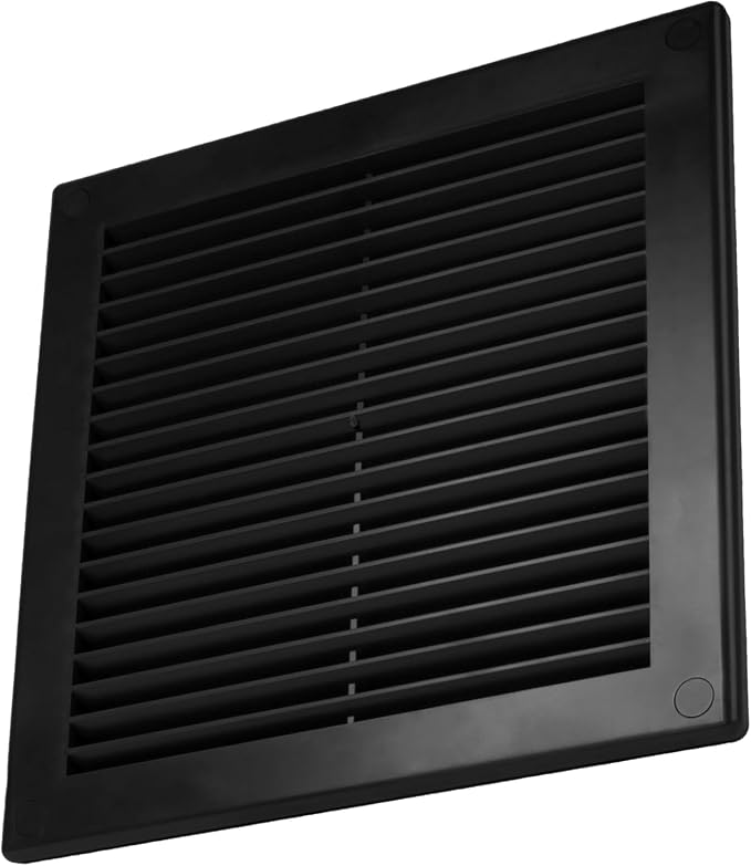 6" x 6" (Opening Dimensions) - Pack of 2 - Black Plastic Soffit Vent Cover - Durable Flat Square Air Vent Grille with Mesh