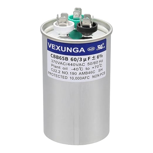 60/3 uF 60+3 MFD 370VAC or 440VAC Dual Run Start Round A/C Capacitor CBB65 CBB65B Air Conditioner Capacitors for