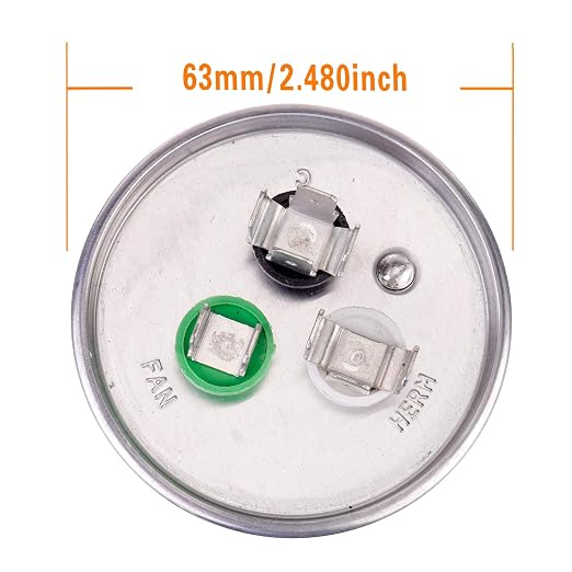 60+7.5 uF ±6% 60/7.5 MFD 370/440 VAC CBB65 Dual Run Start Round Capacitor for Condenser Straight Cool or Heat Pump Air