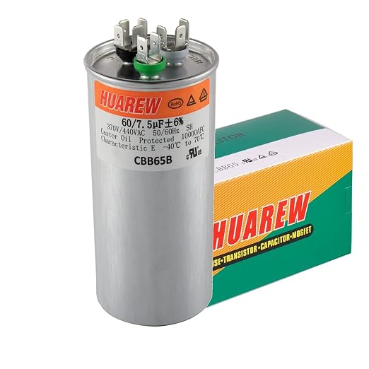 60+7.5 uF ±6% 60/7.5 MFD 370/440 VAC CBB65 Dual Run Start Round Capacitor for Condenser Straight Cool or Heat Pump Air