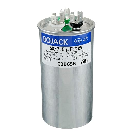 60+7.5 uF 60/7.5 MFD ±6% 370/440 V AC CBB65 Dual Run Circular Start Capacitor for AC Motor Run or Fan Start or