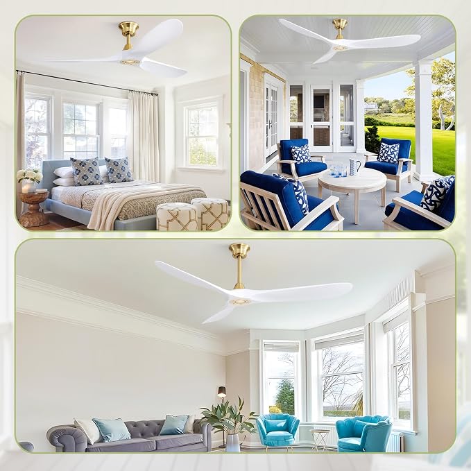 60" Ceiling Fan No Light, White Smart Ceiling Fan with Remote Control, Modern, without Light, alternate product view 7