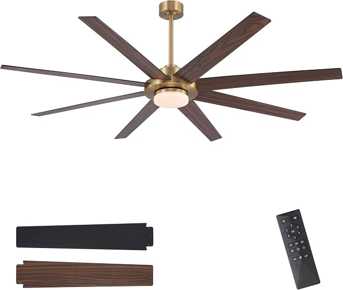 60" Ceiling Fan with Light and Remote Control, 6 Speed Reversible DC Motor, Dimmable LED Light, for Home and Commercial Use