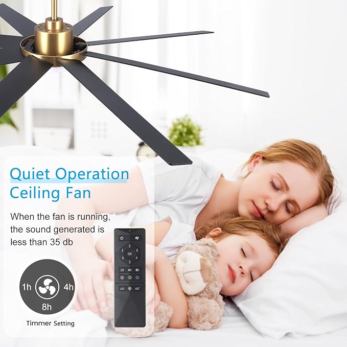 60" Ceiling Fan with Light and Remote Control, 6 Speed Reversible DC Motor, Dimmable LED Light, for Home and Commercial Use