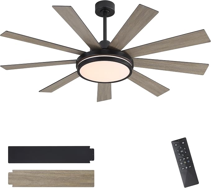 60" Ceiling Fan with Light - Large LED Dimmable Light, 6-Speed Remote Control, Reversible DC Motor, Modern Ceiling Fan 9