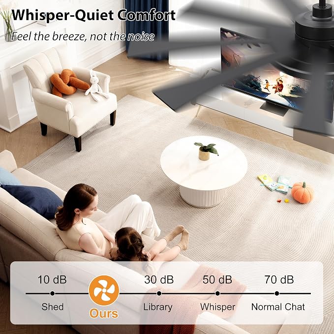 60" Ceiling Fan with Light - Large LED Dimmable Light, 6-Speed Remote Control, Reversible DC Motor, Modern Ceiling Fan 9