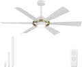60" Ceiling Fan with Lights - 6 ABS Plastic Blades, 3 Downrods, 6-Speed Reversible DC Motor, 3CCT, Windmill Ceiling Fan for