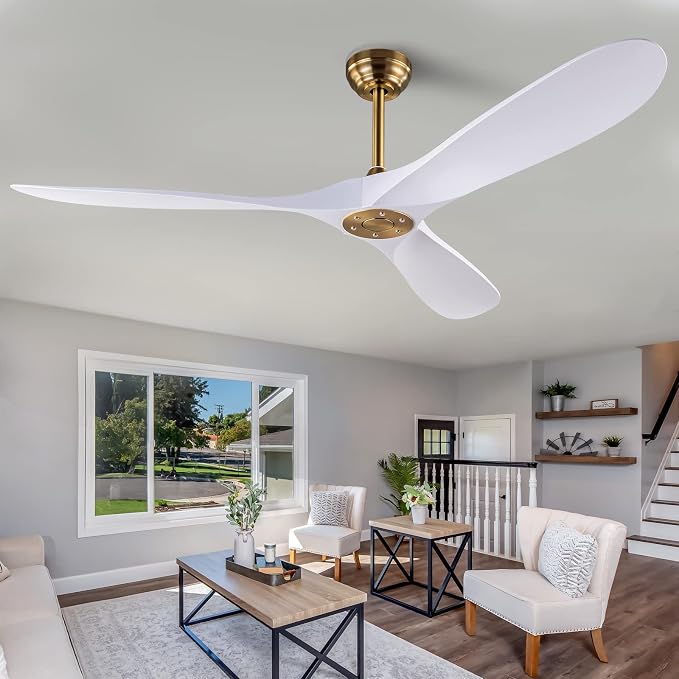 60" Ceiling Fan with Remote Control No Lights,Modern Reversible DC Motor Indoor Outdoor 3 Blades Ceiling Fans for Patio