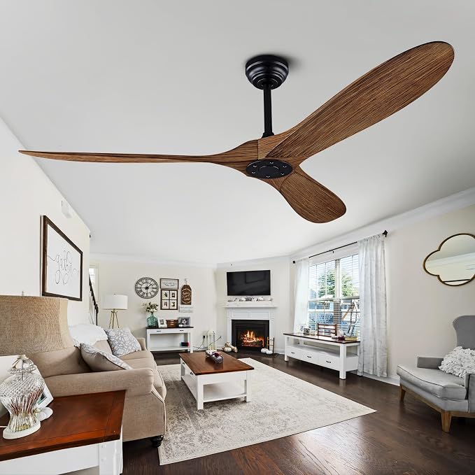 60" Ceiling Fan with Remote Control No Lights,Modern Reversible DC Motor Indoor Outdoor 3 Blades Ceiling Fans for Patio