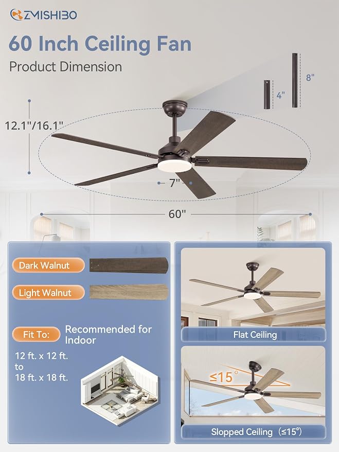 60" Ceiling Fans with Lights, Oil Bronze Farmhouse Ceiling Fan with Remote, Rustic Indoor Ceiling Fan with Dual Finish