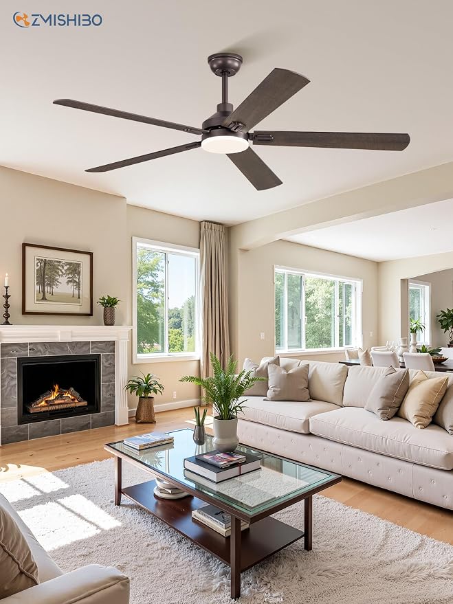 60" Ceiling Fans with Lights, Oil Bronze Farmhouse Ceiling Fan with Remote, Rustic Indoor Ceiling Fan with Dual Finish