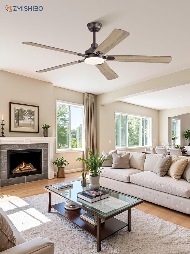 60" Ceiling Fans with Lights, Oil Bronze Farmhouse Ceiling Fan with Remote, Rustic Indoor Ceiling Fan with Dual Finish