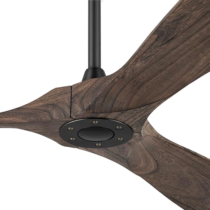 60" Ceiling Fans Without Light, Solid Wood Ceiling Fan No Light with Remote Control and DC Motor, Outdoor Ceiling Fan with 3