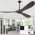60" Ceiling Fans Without Lights, Wood Ceiling Fan no Light with Remote, Large Outdoor Ceiling Fan for Patio, Porch, Bedroom